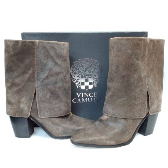 Vince Camuto Women's Alolison Leather Cuffed Boots sz 9.5 Tobacco - Picture 2 of 16